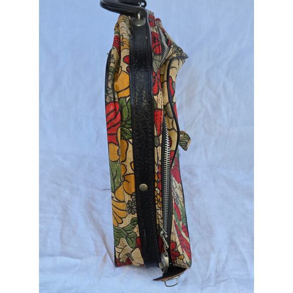 Vintage K-Mart Luggage Travel Bag Suitcase 17" x 11" x 4" Front Pocket Floral - Picture 11 of 11